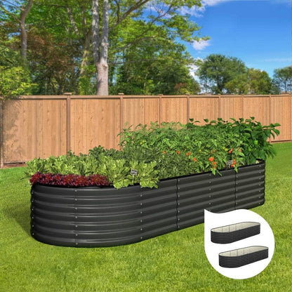 2-Pack Galvanised Steel Garden Beds – 240x80x56cm Heavy-Duty Planters