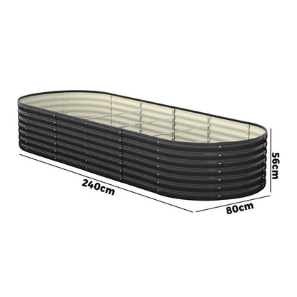 2-Pack Galvanised Steel Garden Beds – 240x80x56cm Heavy-Duty Planters