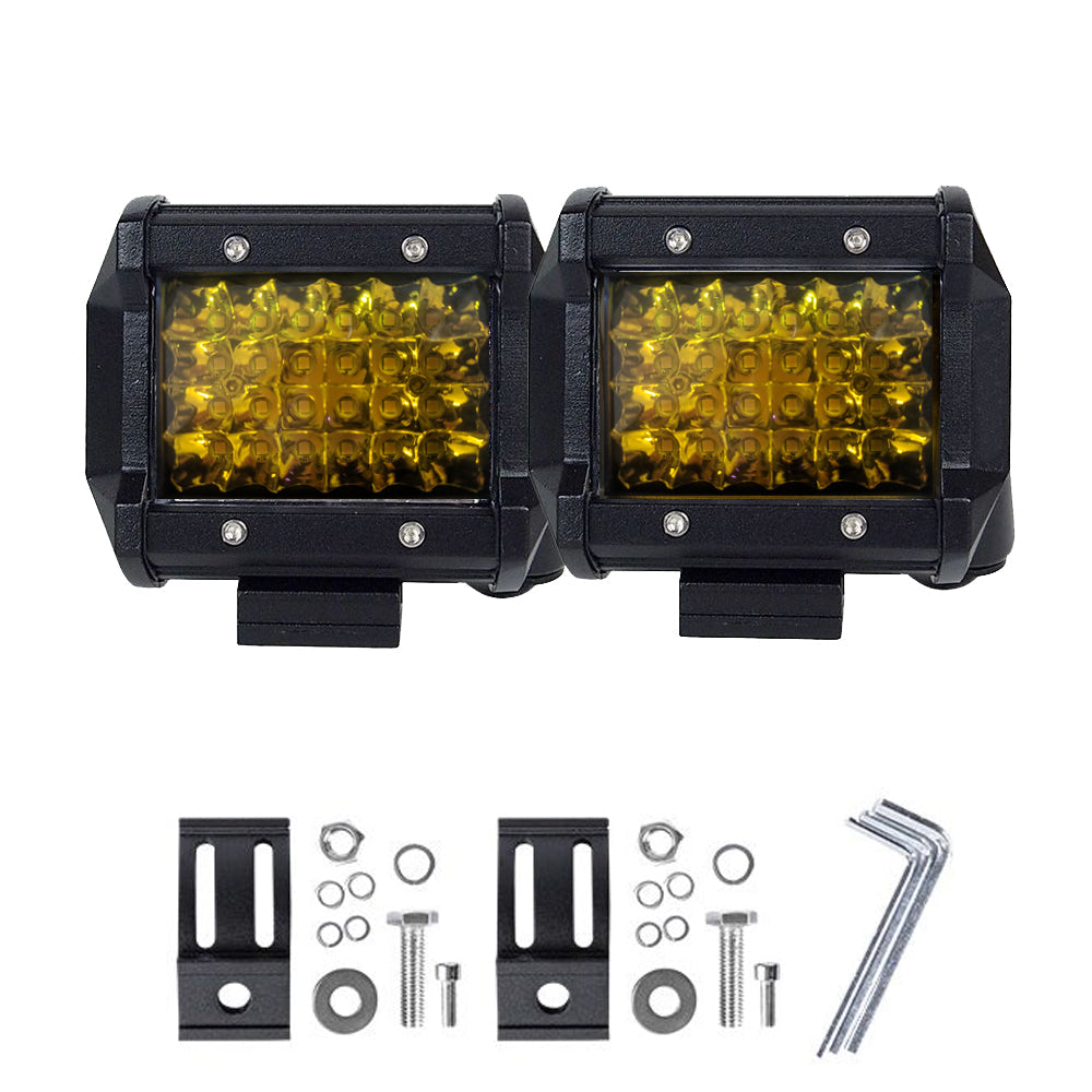 2X 4" Spot Led Work Light Bar Philips Quad Row Fog Amber Driving