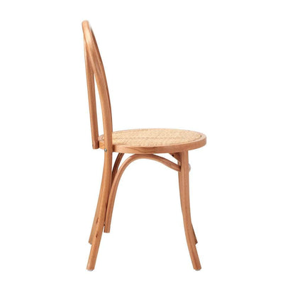 2PCS Dining Chair Solid Wooden Ratan Seat Beige