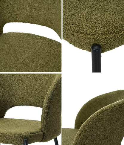 2x Armchair Dining Chair Sherpa Green&Black