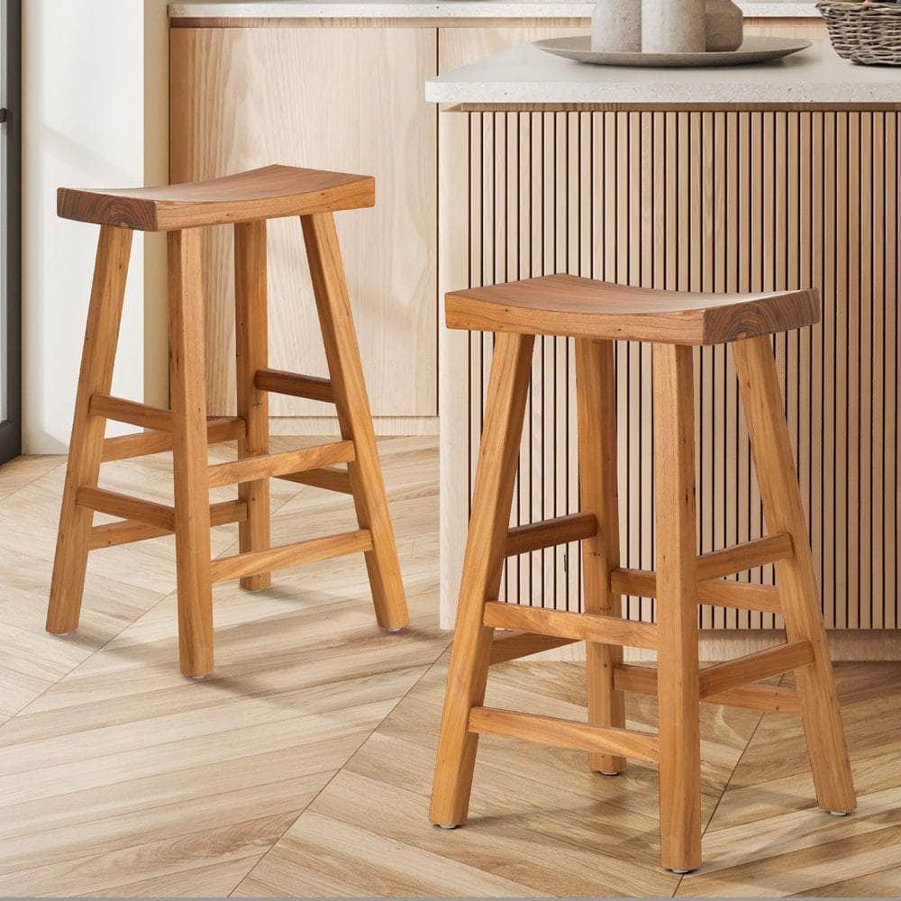 2X Bar Stool Wooden Counter Chairs Natural