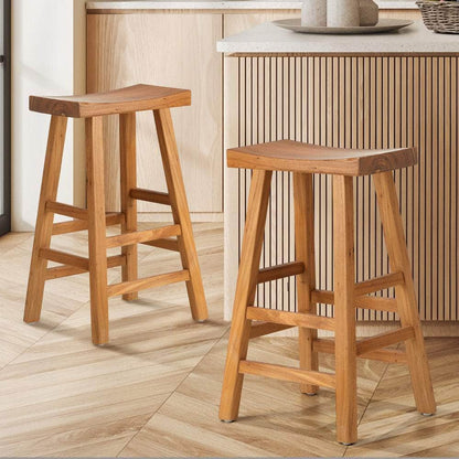 2X Bar Stool Wooden Counter Chairs Natural