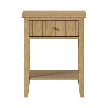 2x Bedside Table 1 Drawer Open Shelf Nightstand Natural