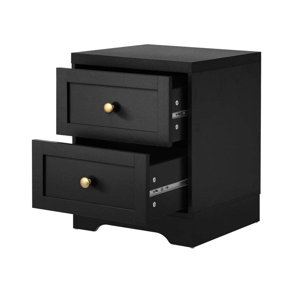 2X Bedside Tables Hamptons Furniture Black