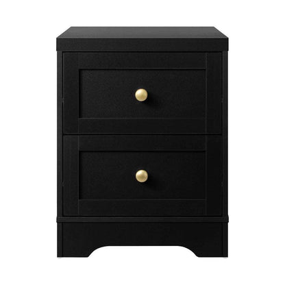 2X Bedside Tables Hamptons Furniture Black