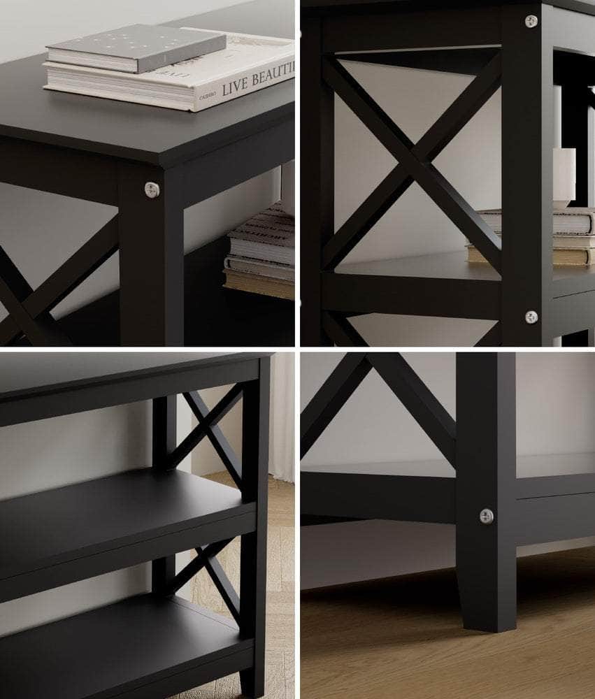3-Tier Console Table X-Design Wooden Black