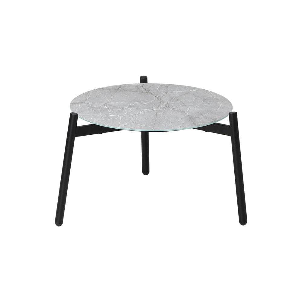 3PC Outdoor Patio Furniture Set 50CM Round Grey Marble Table