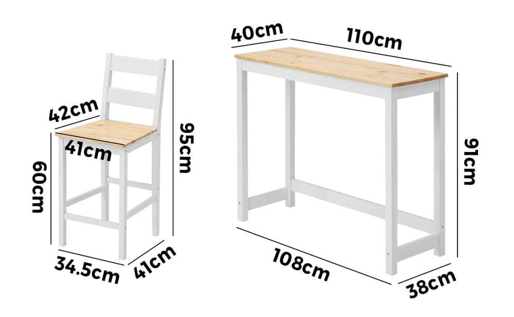 3PCS Bar Set Cafe Table&2 Stools