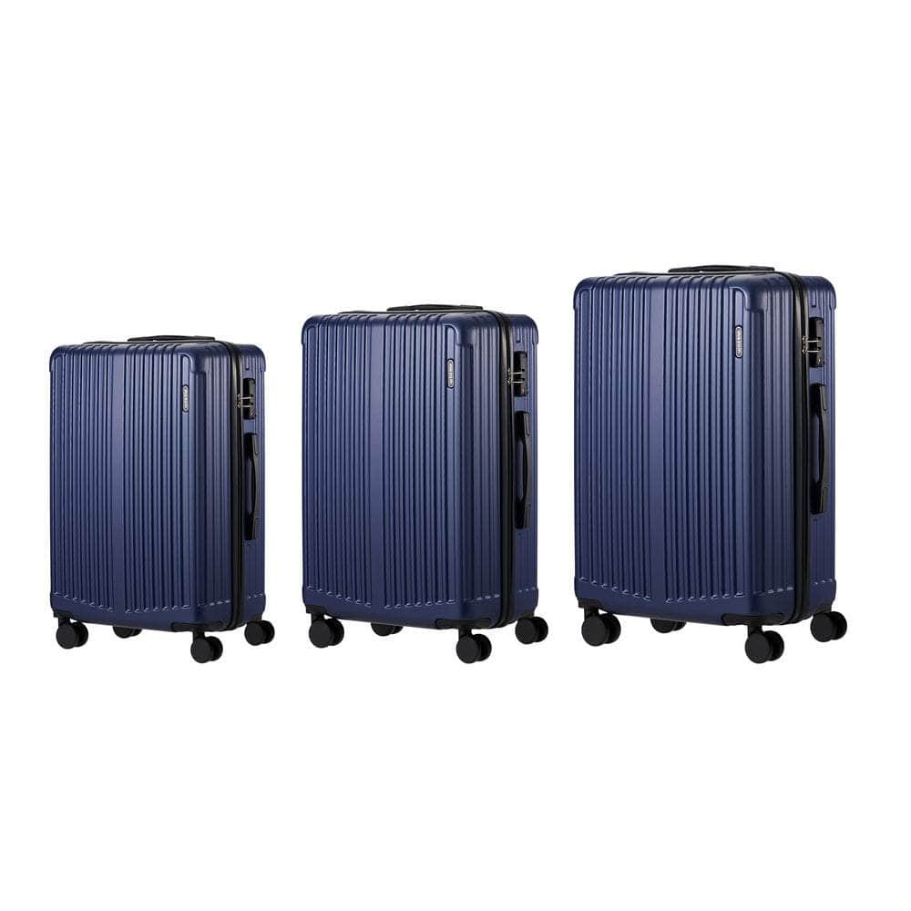 3PCS Luggage Set Travel TSA Lock ABS Case Navy