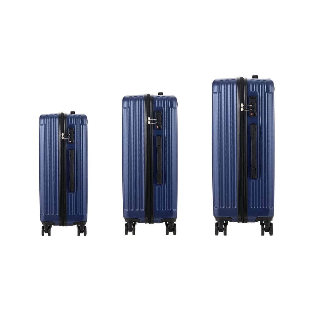 3PCS Luggage Set Travel TSA Lock ABS Case Navy