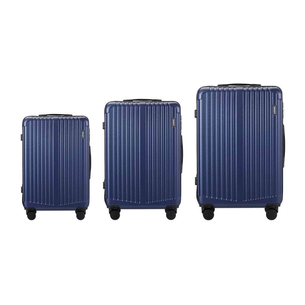 3PCS Luggage Set Travel TSA Lock ABS Case Navy