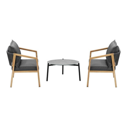 3PCS Outdoor Patio Lounge Set Grey 50cm Coffee Table