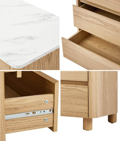 4 Chest of Drawers Dresser  Marble Top Natural