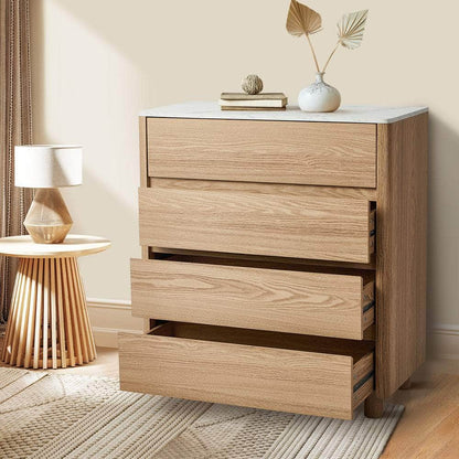 4 Chest of Drawers Dresser  Marble Top Natural