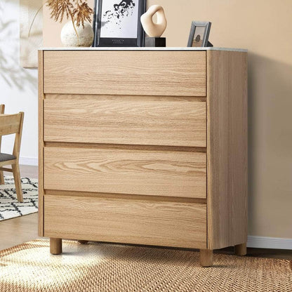 4 Chest of Drawers Dresser  Marble Top Natural