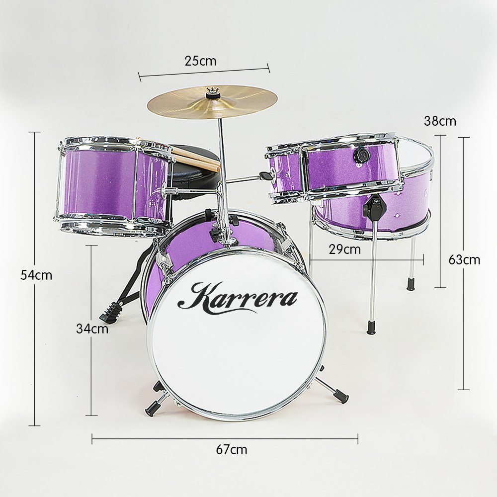 Childrens 4Pc Drum Kit - Purple