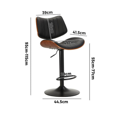 4x Bar Stool Kitchen Swivel Chair Wooden Leather Gas Lift