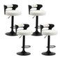 4x Bar Stools Gas Lift Swivel Chairs Wooden Boucle White