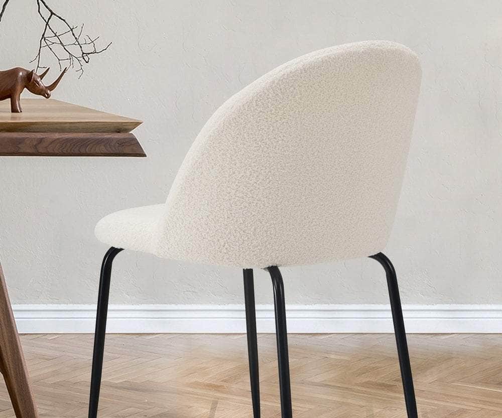 4x Dining Chairs Kitchen Upholstered Sherpa White