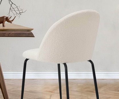 4x Dining Chairs Kitchen Upholstered Sherpa White