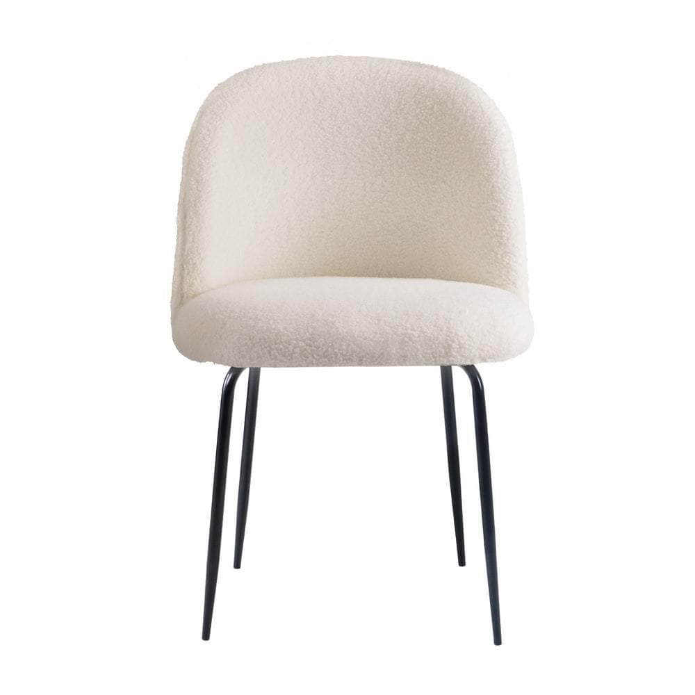 4x Dining Chairs Kitchen Upholstered Sherpa White