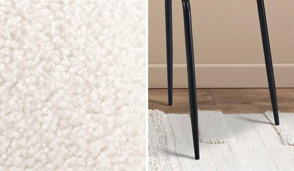 4x Dining Chairs Kitchen Upholstered Sherpa White