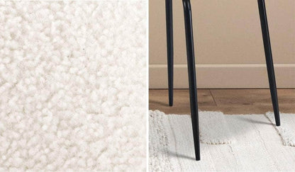 4x Dining Chairs Kitchen Upholstered Sherpa White