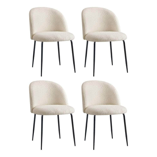 4x Dining Chairs Kitchen Upholstered Sherpa White