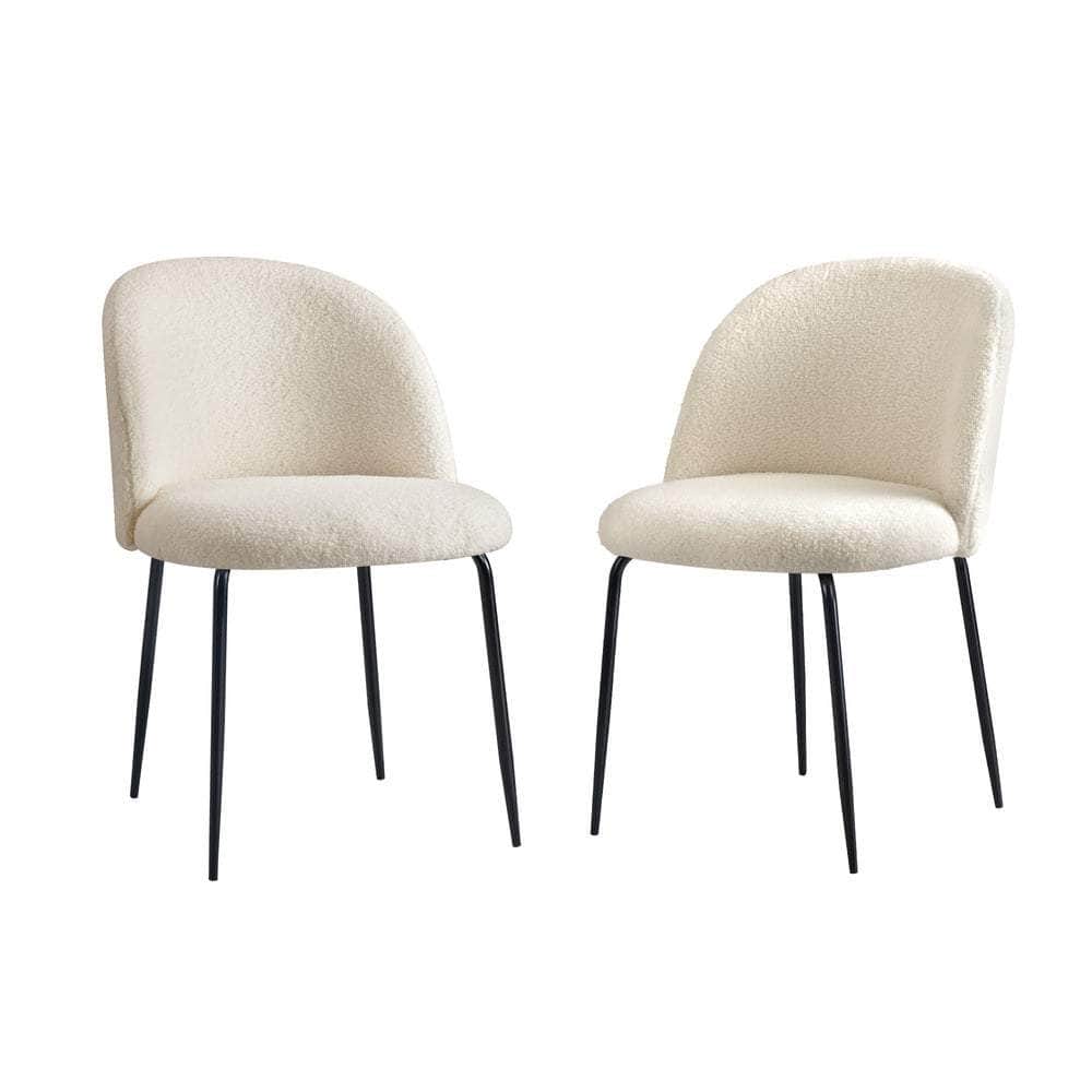 4x Dining Chairs Kitchen Upholstered Sherpa White