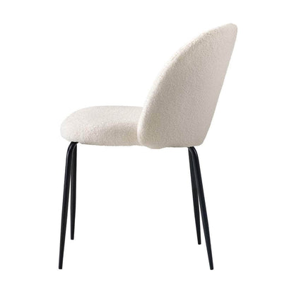 4x Dining Chairs Kitchen Upholstered Sherpa White