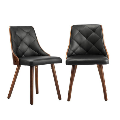 4x Wooden Dining Chairs  Leather Padded Black