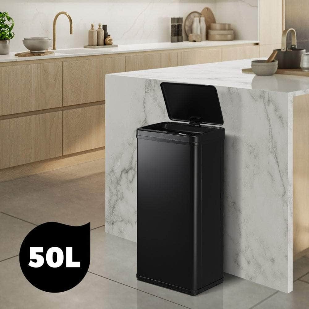 50L Motion Sensor Bin Automatic Rubbish Trash Can Black
