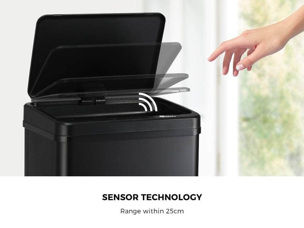 50L Motion Sensor Bin Automatic Rubbish Trash Can Black