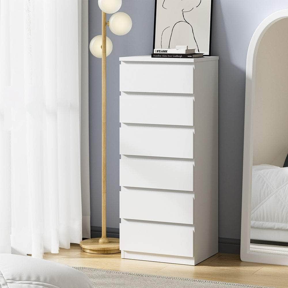 6 Chest of Drawers Lowboy Handle-Free White