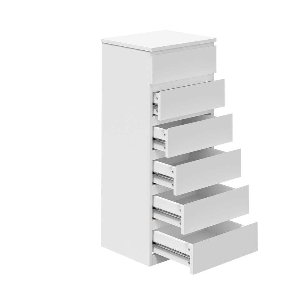 6 Chest of Drawers Lowboy Handle-Free White