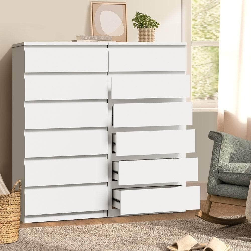 6 Chest of Drawers Lowboy Handle-Free White