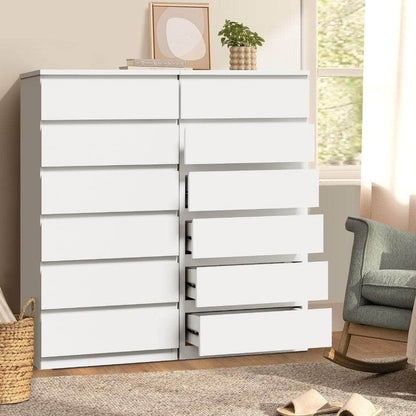 6 Chest of Drawers Lowboy Handle-Free White