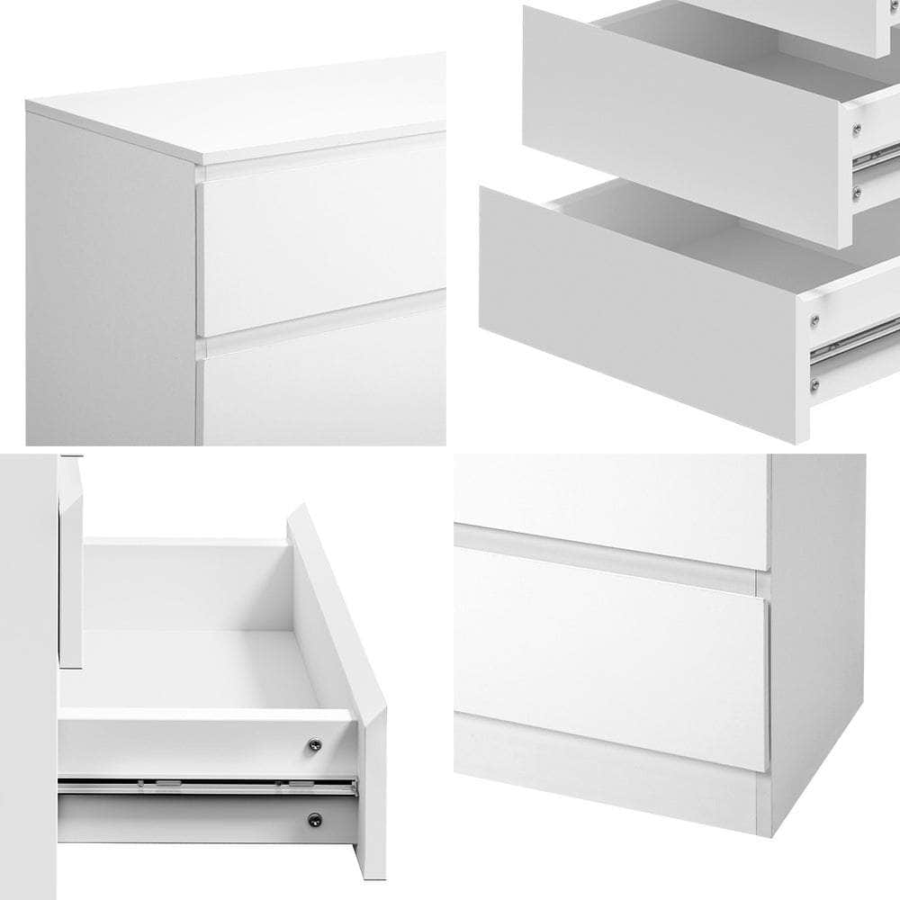 6 Chest of Drawers Lowboy Handle-Free White