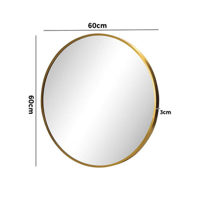 60cm Wall Mirror Round Gold