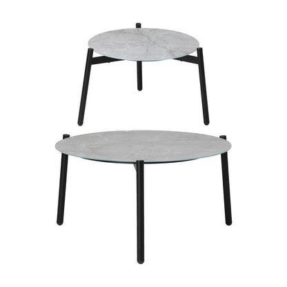 6PC Outdoor Patio Set Round Grey Marble Table Sets with Chairs