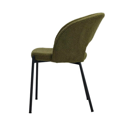 6x Armchair Dining Chair Sherpa Green&Black