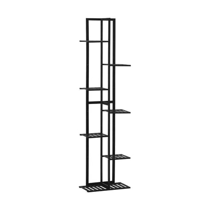 7 Tiers Bamboo Plant Stand Staged Black
