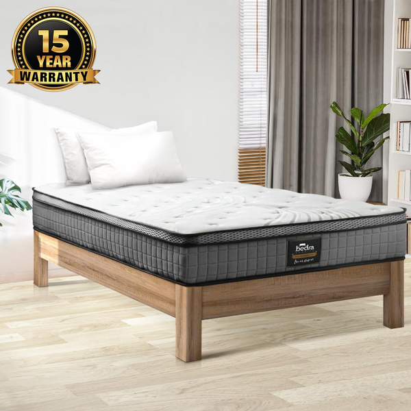H&L 22cm Single Mattress Bed Spring Mattress 4D Mesh Fabric Euro Top Medium