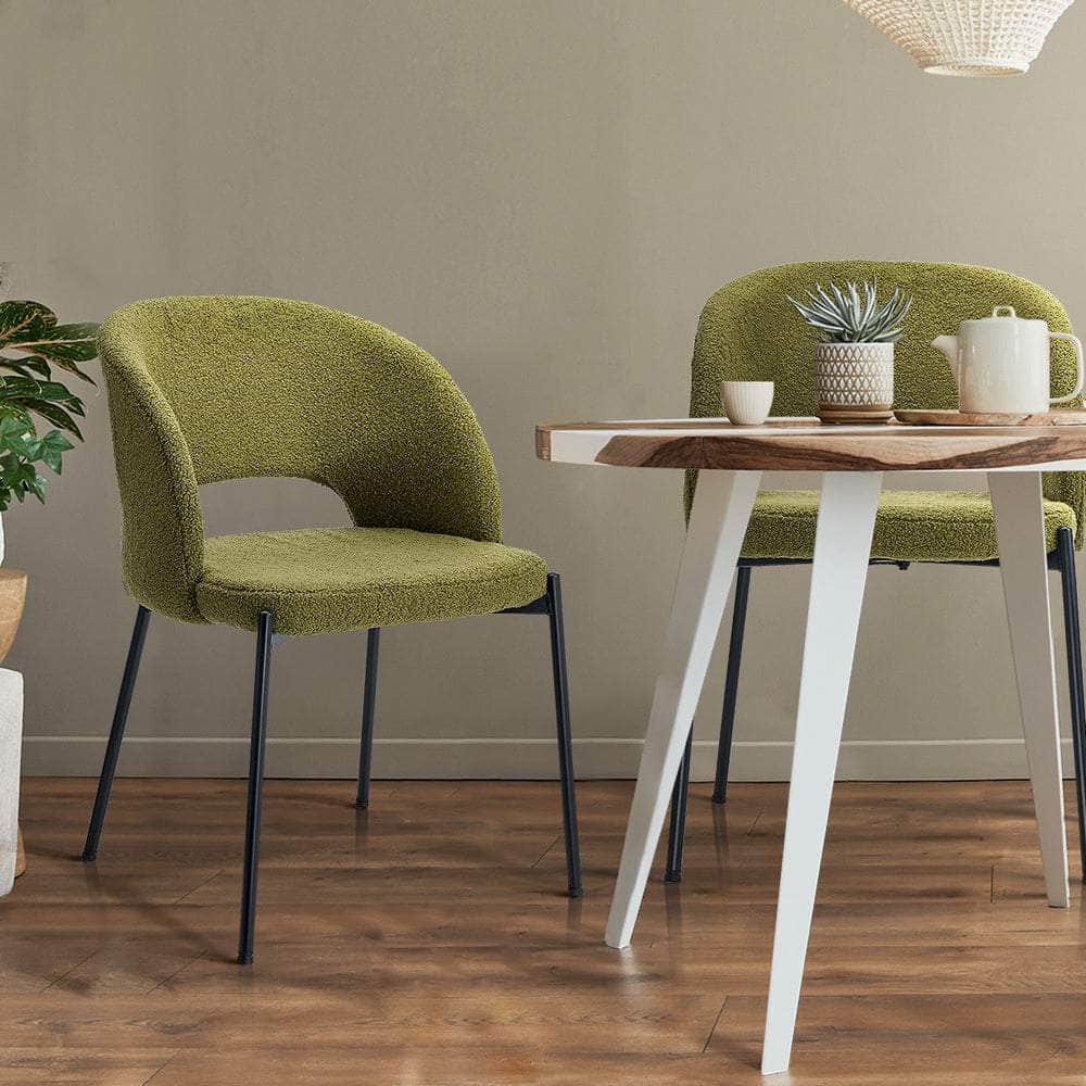 8x Armchair Dining Chair Sherpa Green&Black