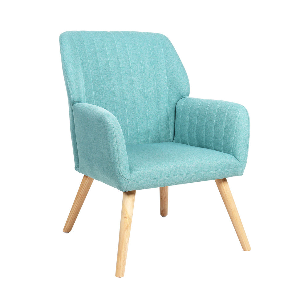 2x Armchair Lounge Sofa Chair Fabric Blue
