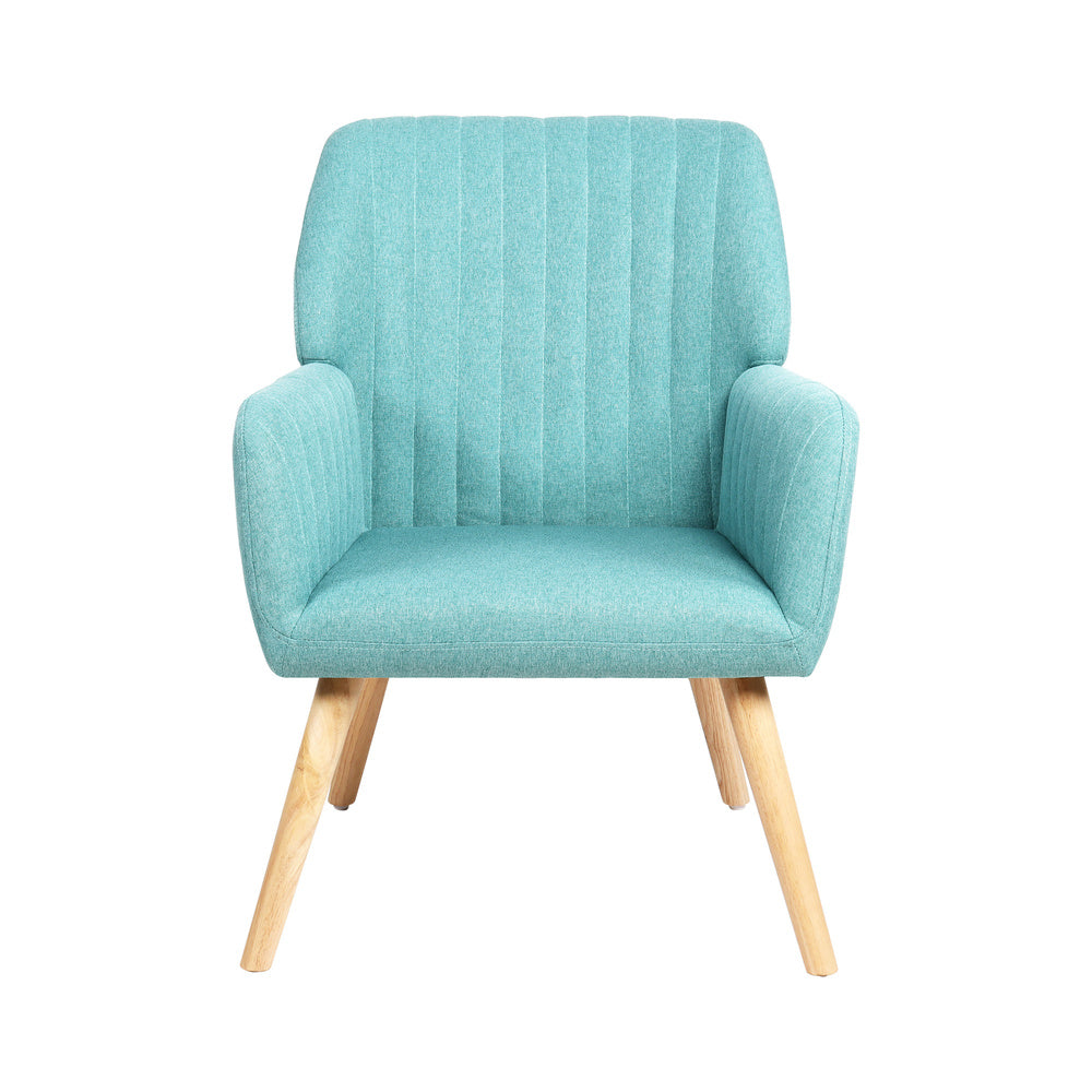 2x Armchair Lounge Sofa Chair Fabric Blue