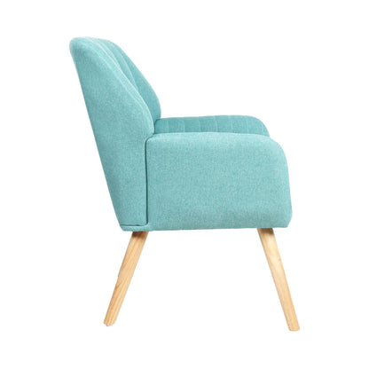 2x Armchair Lounge Sofa Chair Fabric Blue