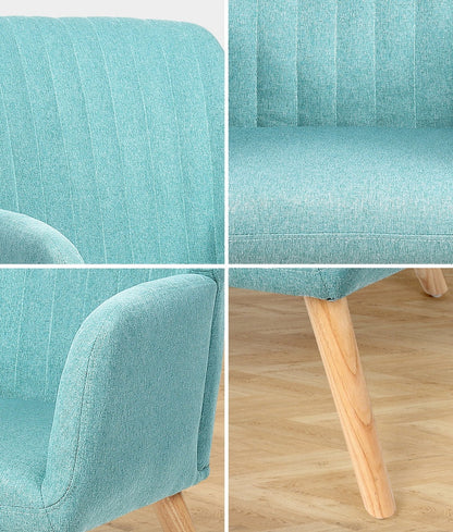 2x Armchair Lounge Sofa Chair Fabric Blue