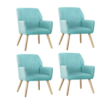 4x Armchair Lounge Sofa Chair Fabric Blue